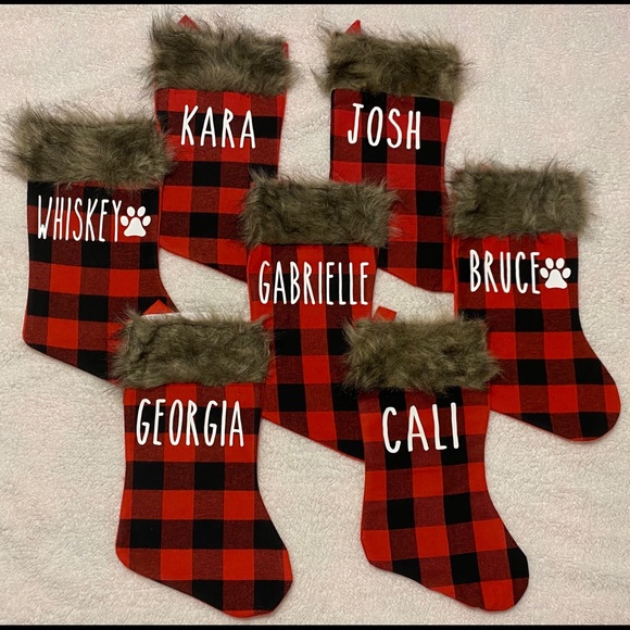Personalized Christmas Stockings - Buffalo Plaid - Picture 3 of 8